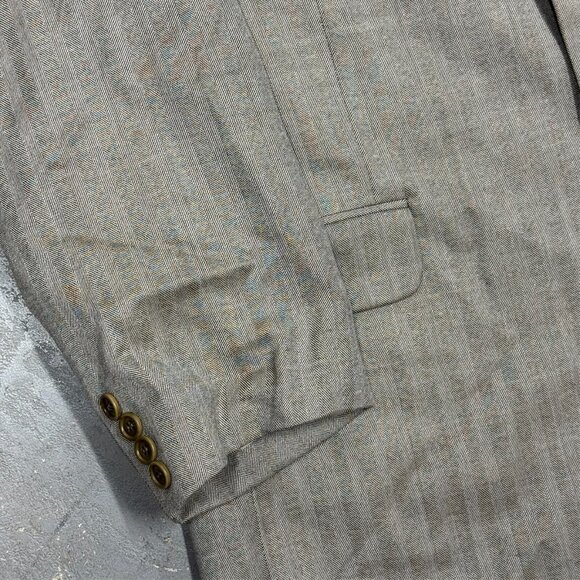 Coppley Wool Silk Blazer Herringbone Sportcoat Beige Bocelli 42R - Picture 3 of 8